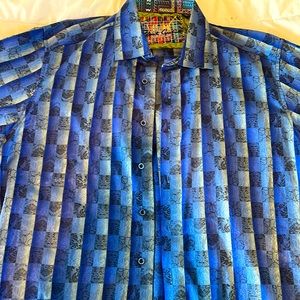 Blue Checkered Robert Graham Dress Shirt Size XXL 2TG